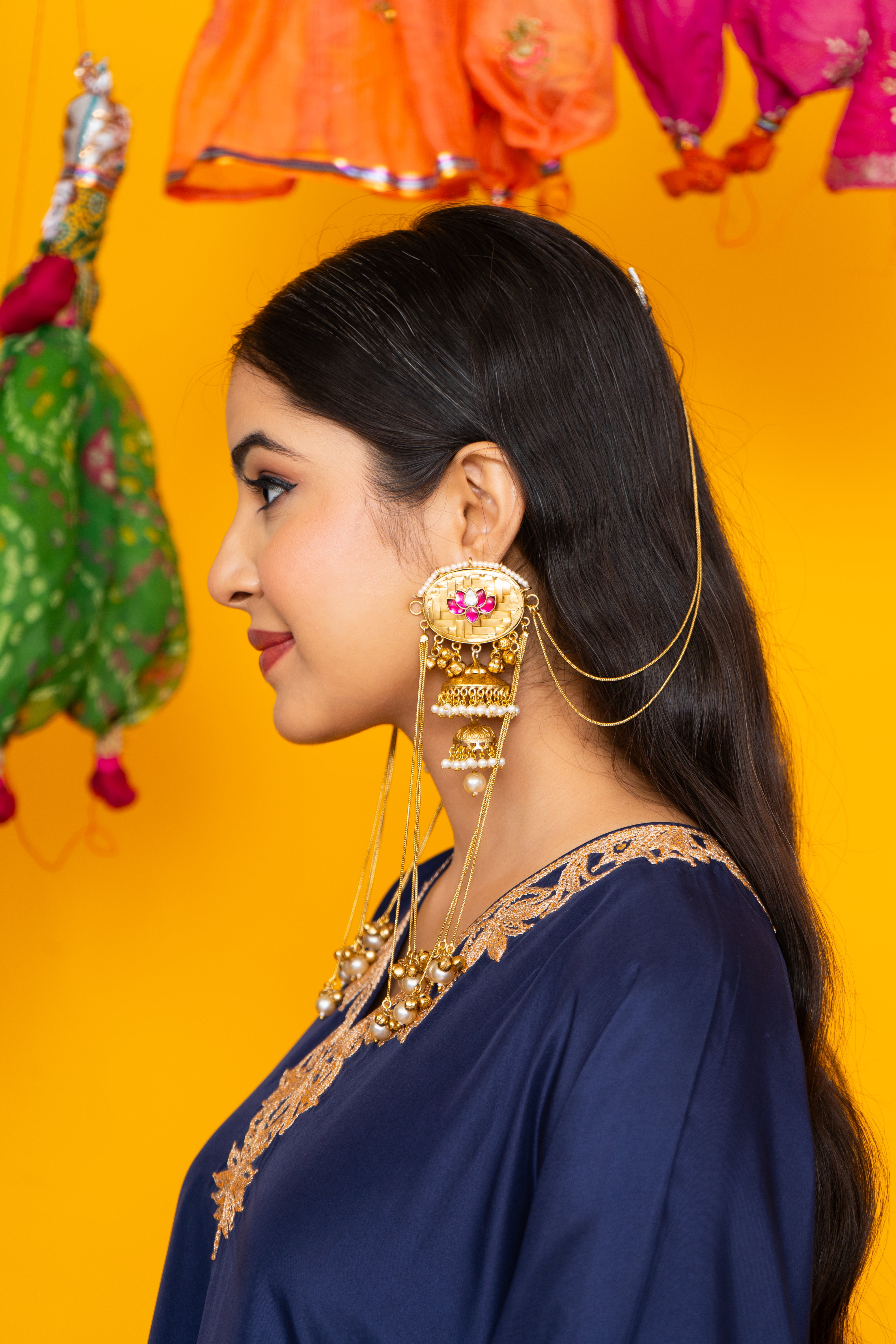 Razia Sultana - jhumka with Ear chain